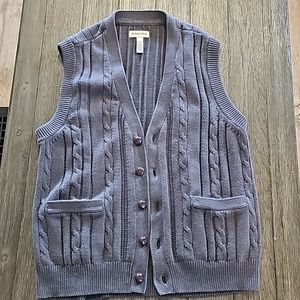 Gray Cotton Button Up Vest